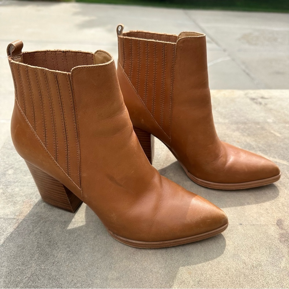 Marc Fisher Alva Pointy Toe Block Heeled Ankle Bo… - image 1